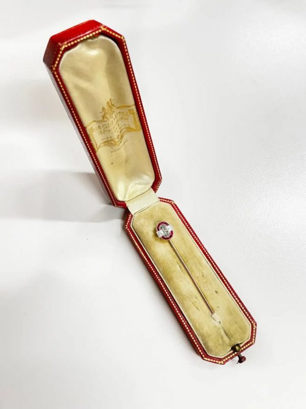 Vintage Late Art Deco Van Cleef and Arpels Ruby and Diamond Tie Pin