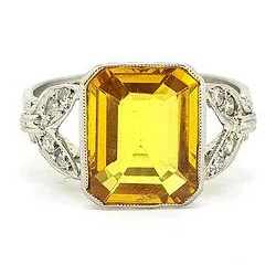 3.20ct Yellow Sapphire Ring with Diamond set split shoulders