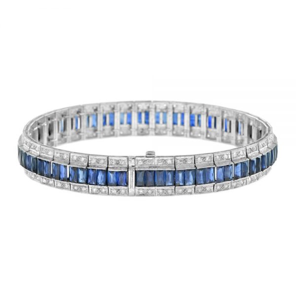 Art Deco Style 14.5ct Sapphire and Diamond Bracelet