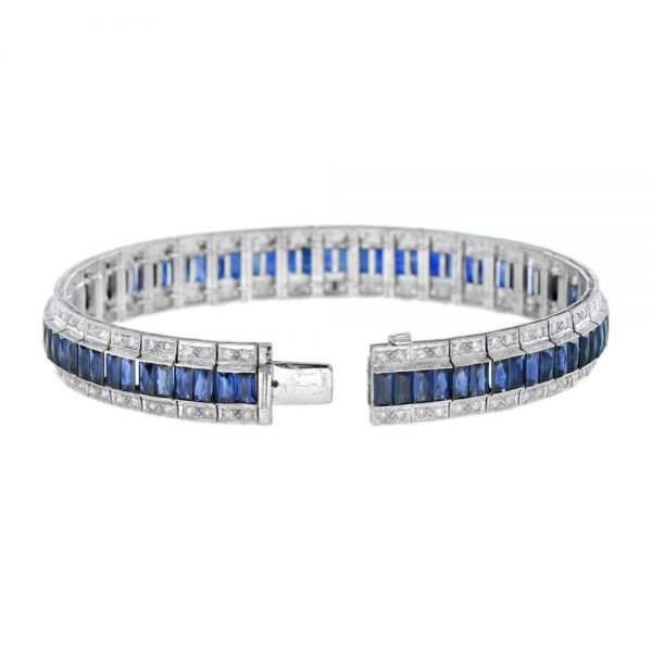 Art Deco Style 14.5ct Sapphire and Diamond Bracelet