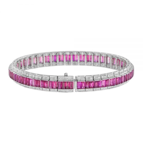 16.69ct Ruby and Diamond Line Bracelet