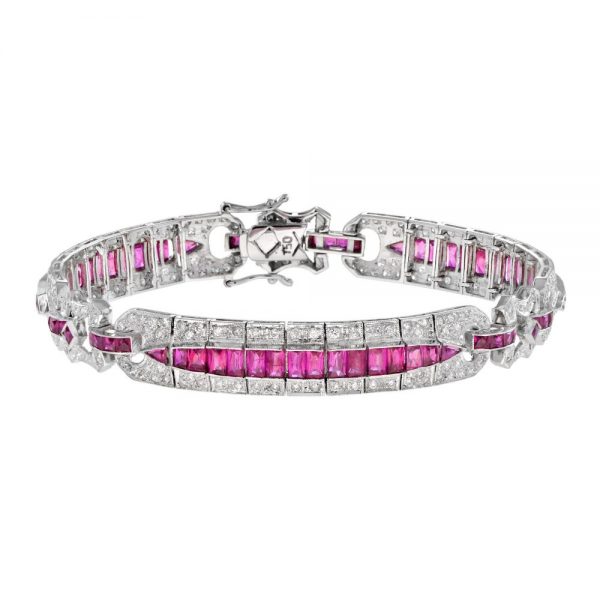 9.76ct Ruby and Diamond Bracelet in 18ct white gold