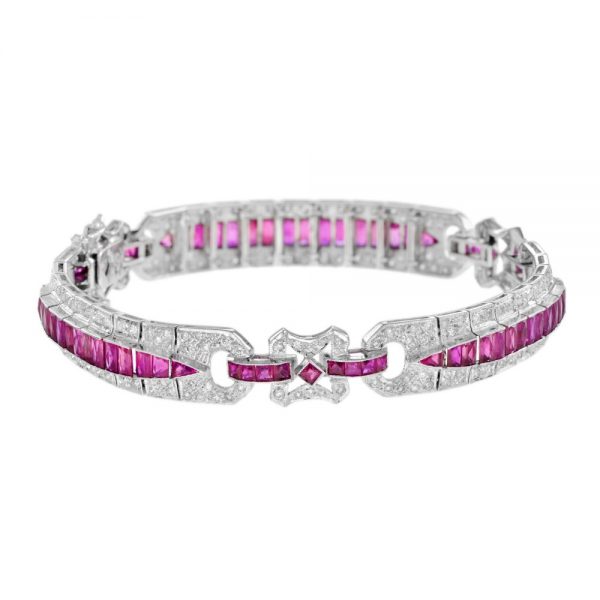 9.76ct Ruby and Diamond Bracelet in 18ct white gold