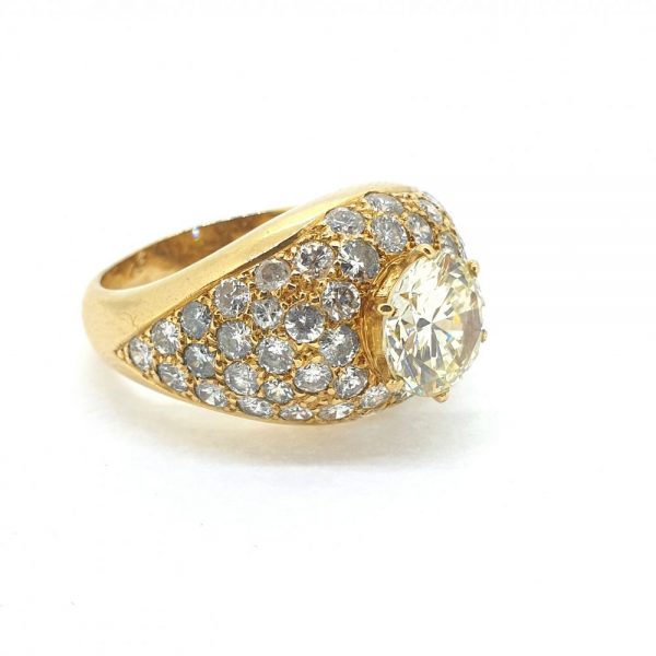 French 2.01ct Diamond Bombe Ring by Mellerio