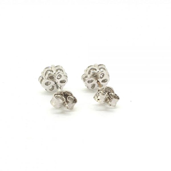 Diamond Flower Cluster Stud Earrings, 1.01 carats