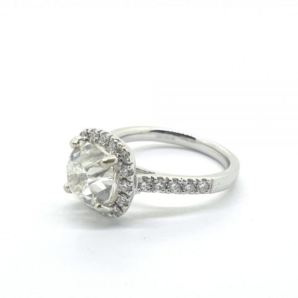 2.87ct Cushion Cut Diamond Halo Cluster Solitaire Engagement Ring