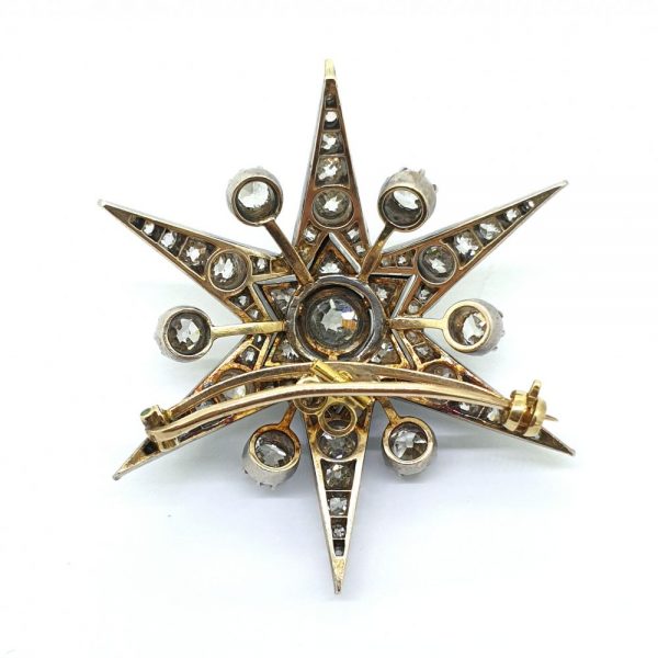Antique Victorian 5.8ct Old Cut Diamond Star Brooch