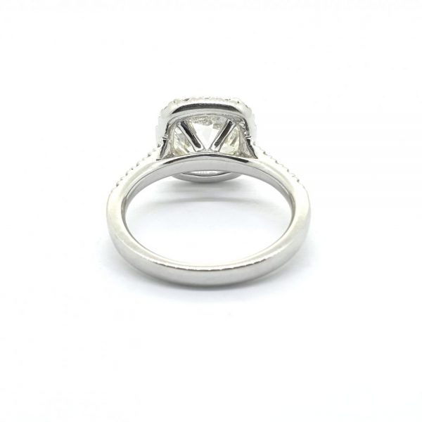 2.87ct Cushion Cut Diamond Halo Cluster Solitaire Engagement Ring