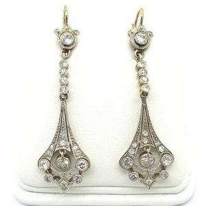 Antique Art Deco Diamond Drop Earrings