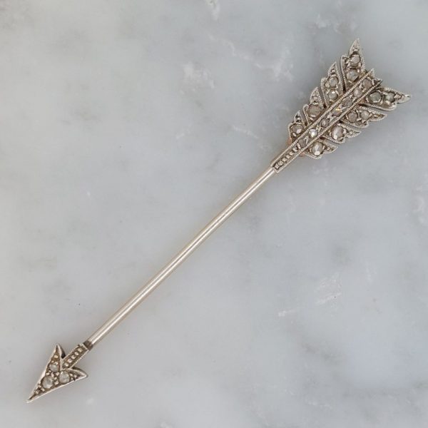 Antique Art Deco Diamond Set Arrow Jabot Brooch