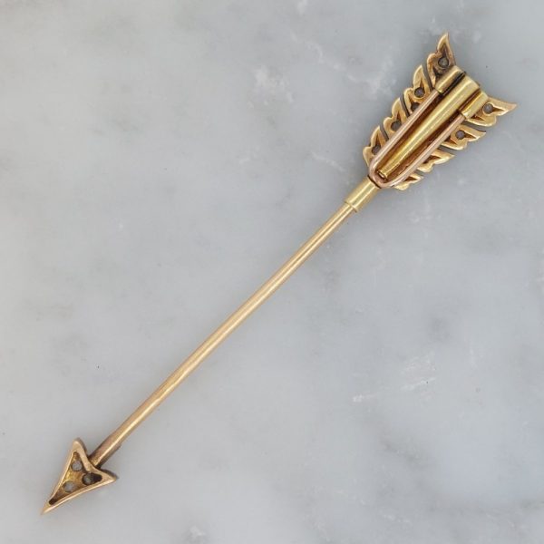 Antique Art Deco Diamond Set Arrow Jabot Brooch