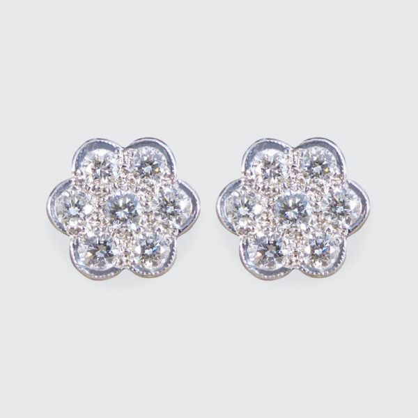 Daisy Cluster 1.12ct Diamond Earrings
