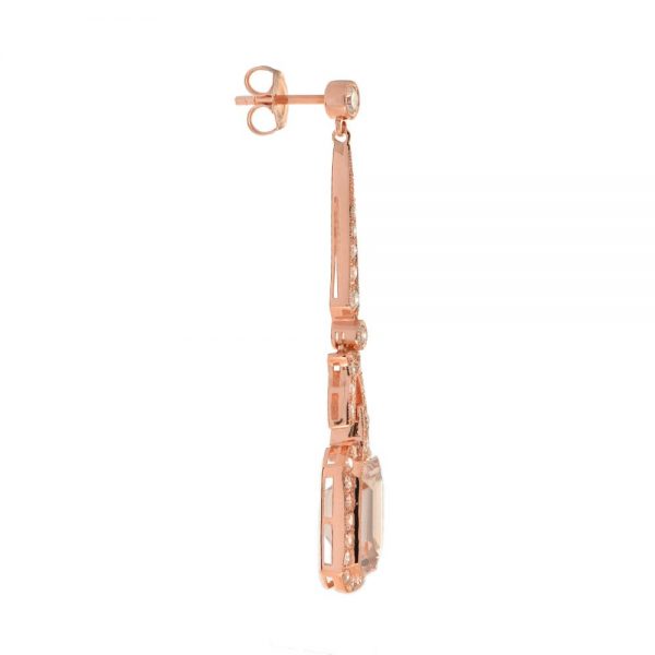 8.33ct Morganite and Diamond Drop Earrings in 18ct Rose Gold