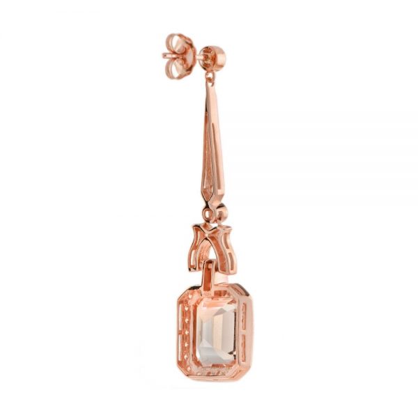 8.33ct Morganite and Diamond Drop Earrings in 18ct Rose Gold