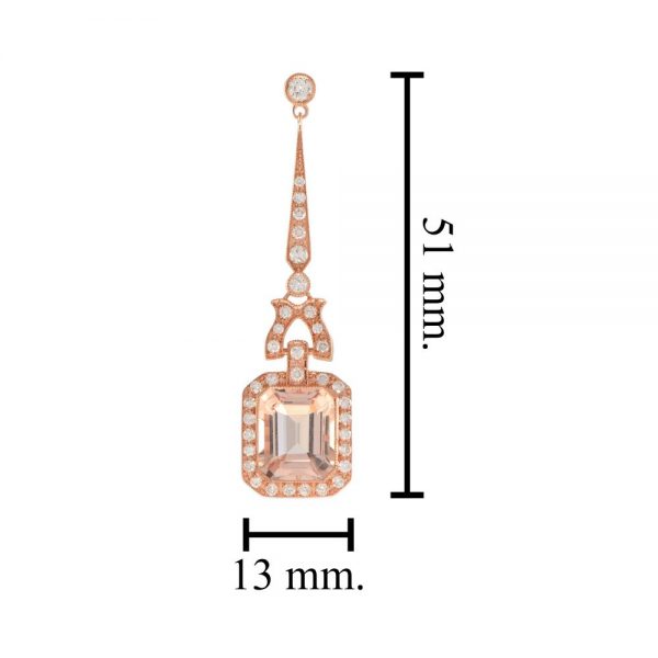 8.33ct Morganite and Diamond Drop Earrings in 18ct Rose Gold