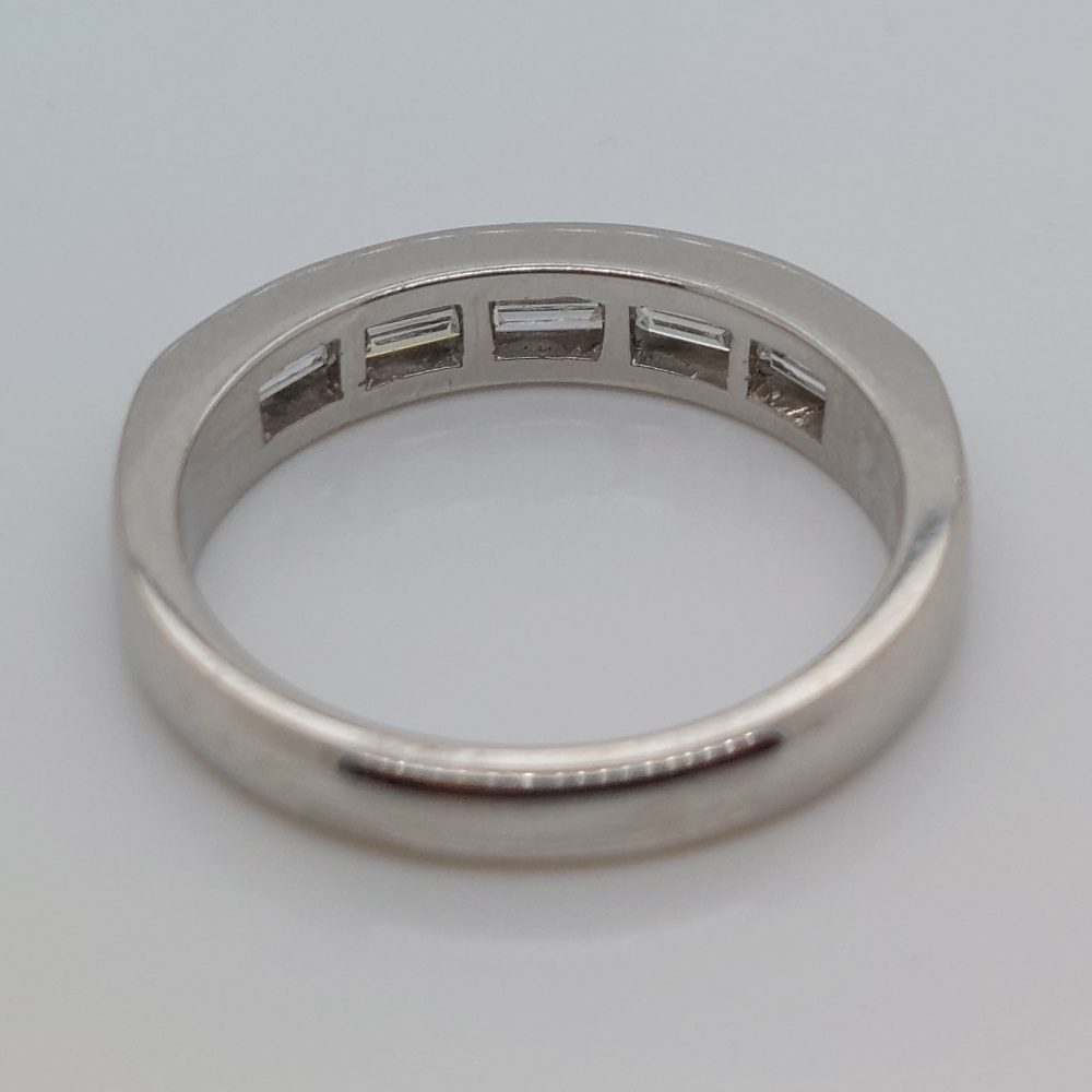 Modern Five Stone Baguette Cut Platinum Eternity Ring, 0.98ct