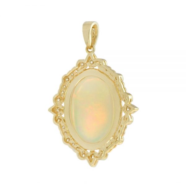 9.46ct Ethiopian Opal and Diamond Cluster Pendant