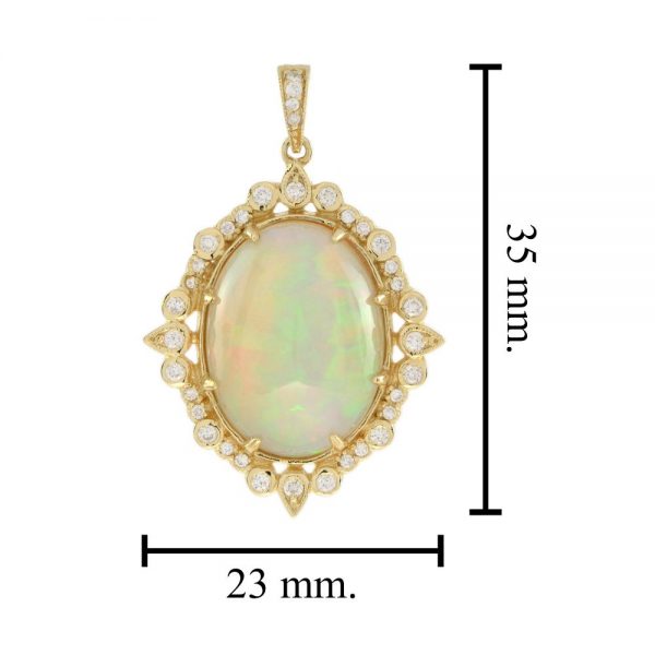 9.46ct Ethiopian Opal and Diamond Cluster Pendant