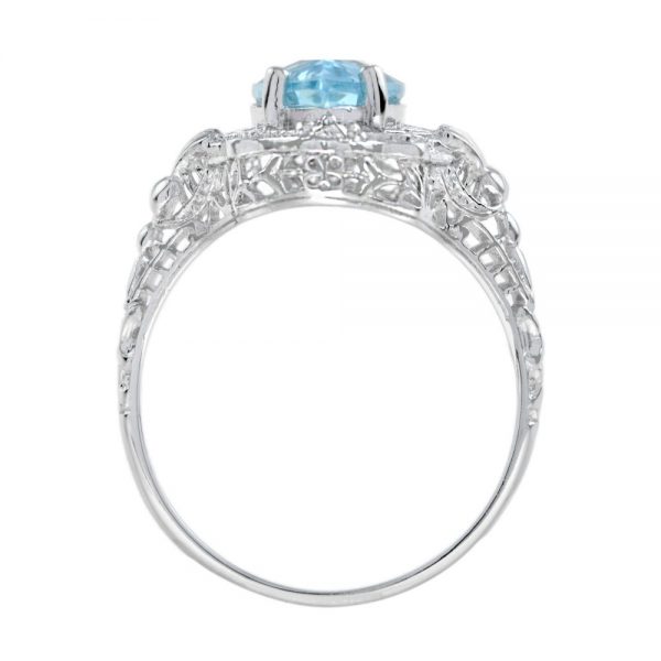 Marquise Cut 3.70ct Blue Topaz Filigree Dress Ring