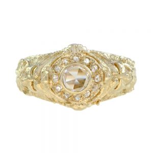 Antique Style Rose Cut Diamond Ornate Domed Ring