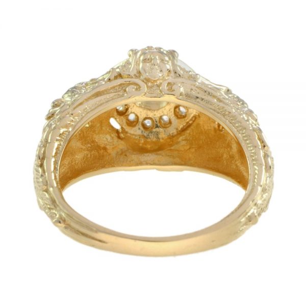 Antique Style Rose Cut Diamond Ornate Domed Ring