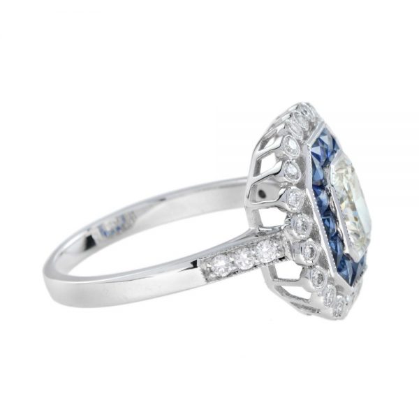 Contemporary 1.04ct Diamond and Sapphire Target Cluster Ring