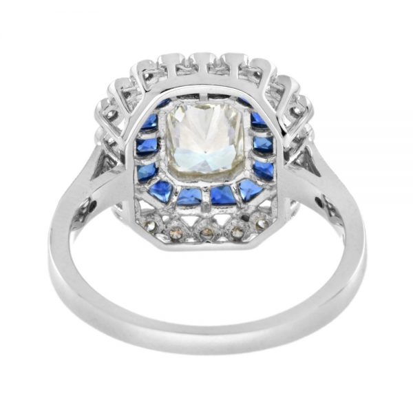 Contemporary 1.04ct Diamond and Sapphire Target Cluster Ring