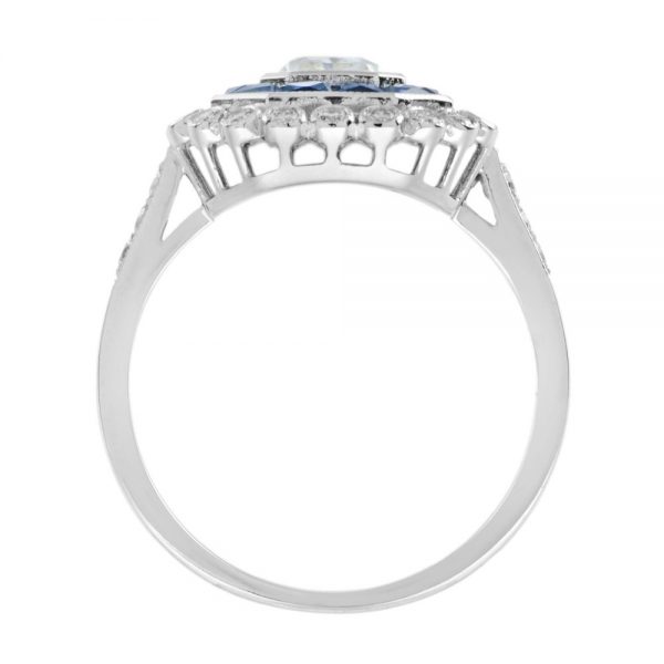 Contemporary 1.04ct Diamond and Sapphire Target Cluster Ring