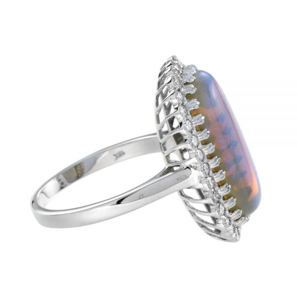 5.2ct Australian Opal and Diamond Halo Cluster Dress Ring