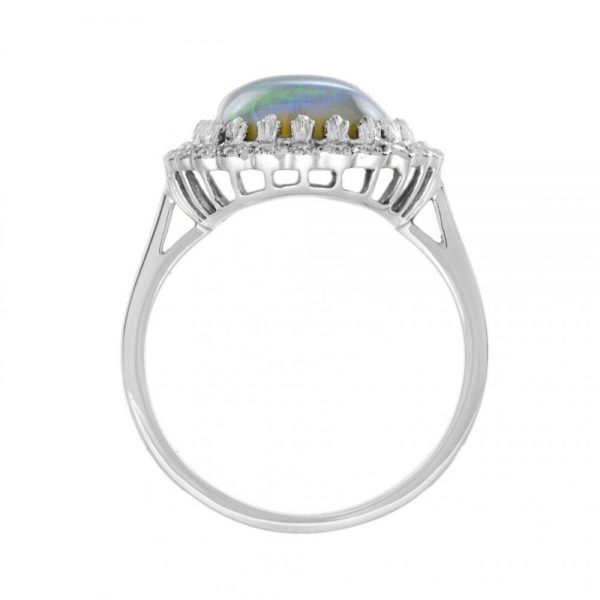 5.2ct Australian Opal and Diamond Halo Cluster Dress Ring