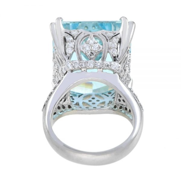 24.55ct Aquamarine and Diamond Cocktail Ring in 18ct White Gold