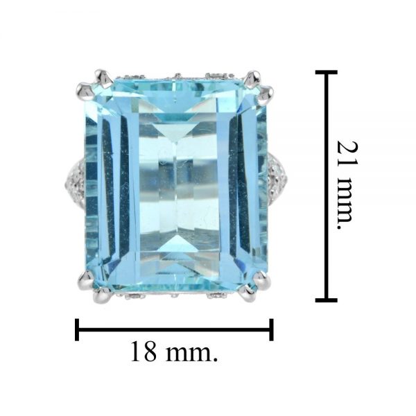 24.55ct Aquamarine and Diamond Cocktail Ring in 18ct White Gold