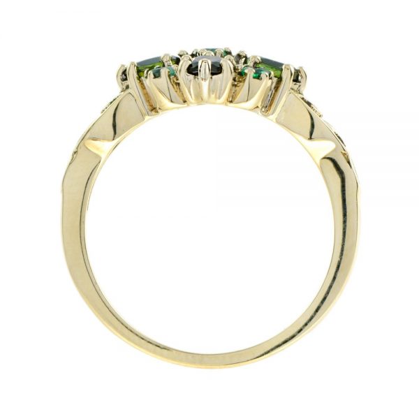 Vintage Style Green Tourmaline and Emerald Cluster Ring