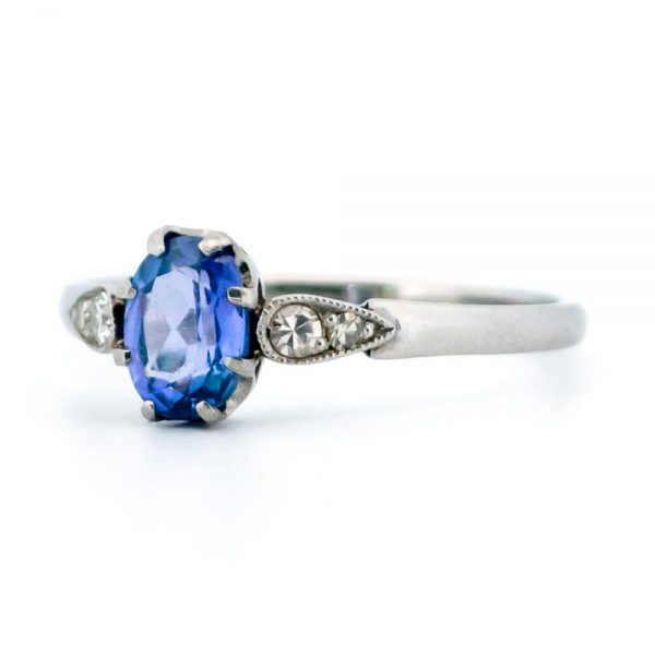Vintage 0.75ct Tanzanite and Diamond Ring