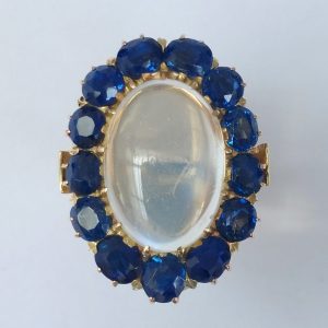 Vintage Moonstone and Sapphire Dress Ring