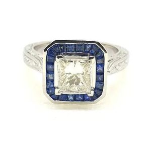 1.19ct Princess Cut Diamond and Sapphire Target Ring