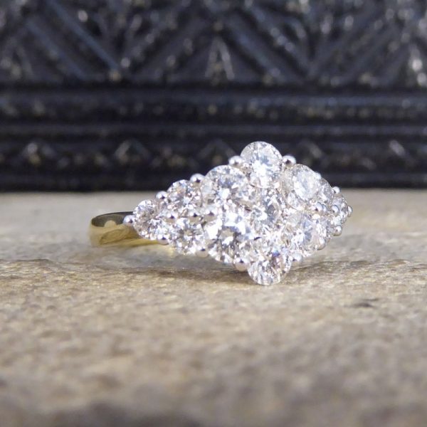 1.25ct Diamond Cluster Boat Shaped Ring