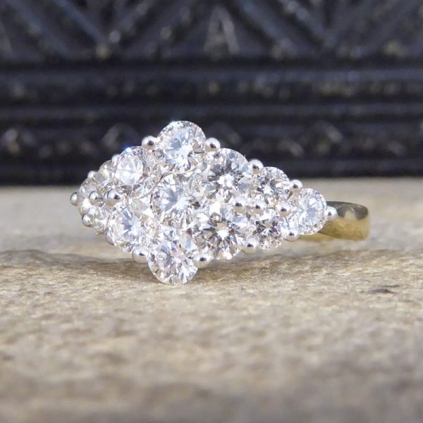 1.25ct Diamond Cluster Boat Shaped Ring