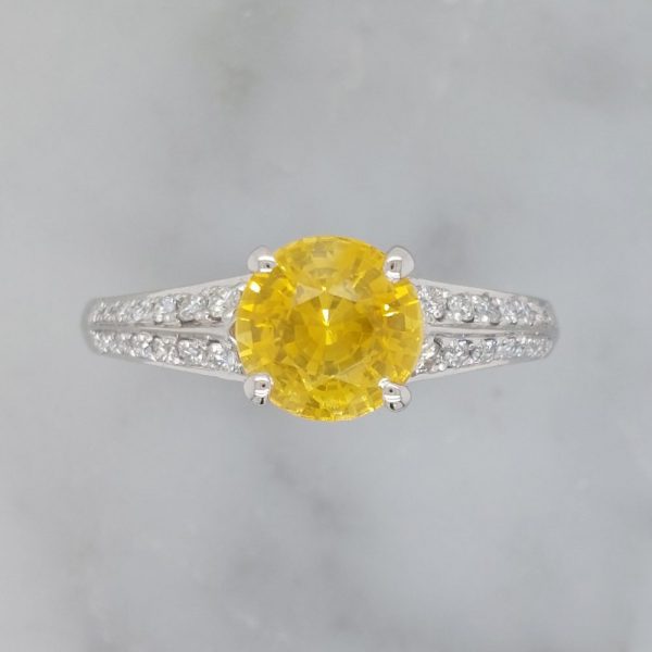 1.80ct Yellow Sapphire and Diamond Solitaire Ring