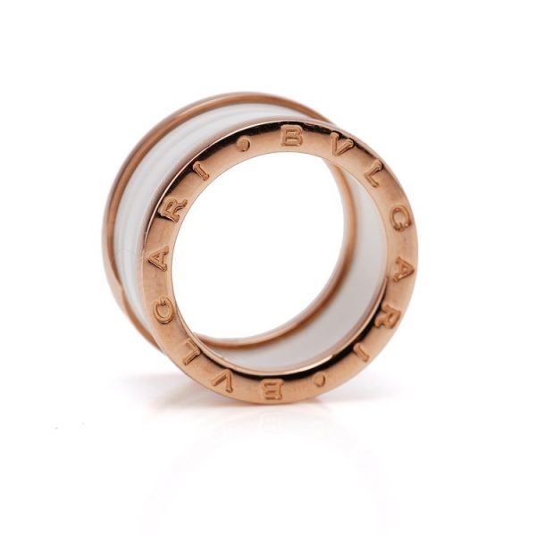 Bvlgari B Zero 1 White Ceramic Ring in 18ct Rose Gold