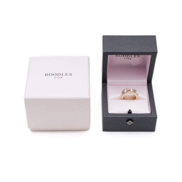 Boodles and Dunthorne 1.41ct Diamond Set 18ct Gold Band Ring with original box