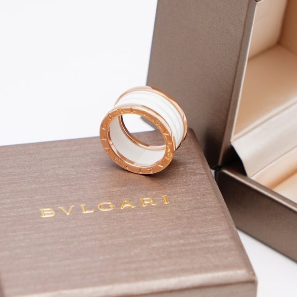 Bvlgari B Zero 1 White Ceramic Ring in 18ct Rose Gold