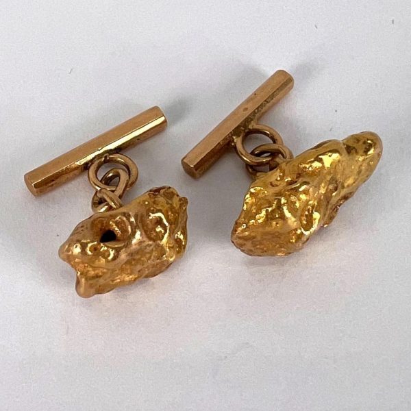 Unusual French Natural Gold Nugget Cufflinks