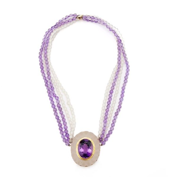 Vintage 24ct Amethyst and Rock Crystal Necklace