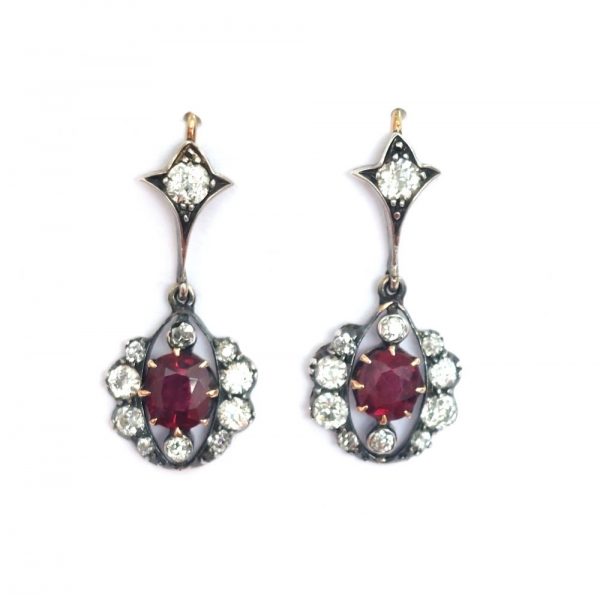 Antique Ruby and Diamond drop earrings