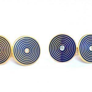 Antique cufflinks blue enamel and gold double link