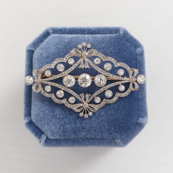 Antique Edwardian Old Cut Diamond Brooch