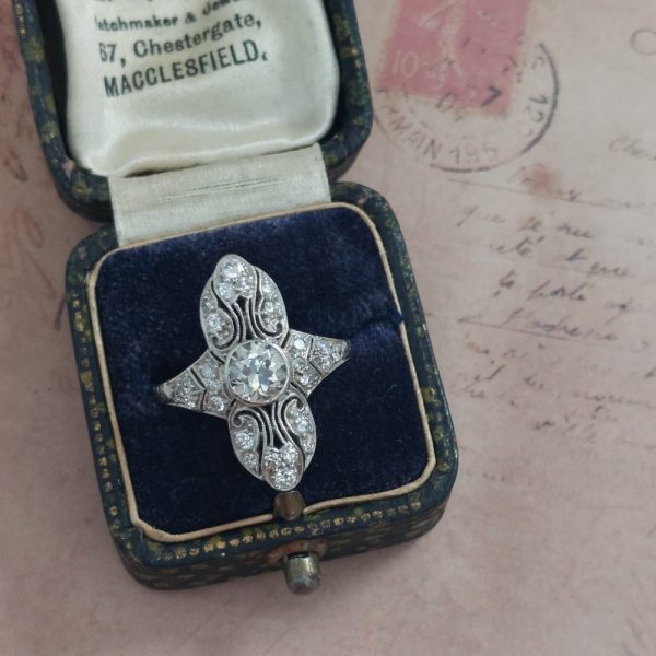 Antique diamond dress ring Old cut plaque