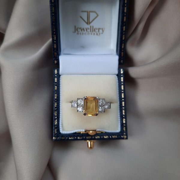 3ct Yellow Sapphire and Diamond Dress Ring in Platinum