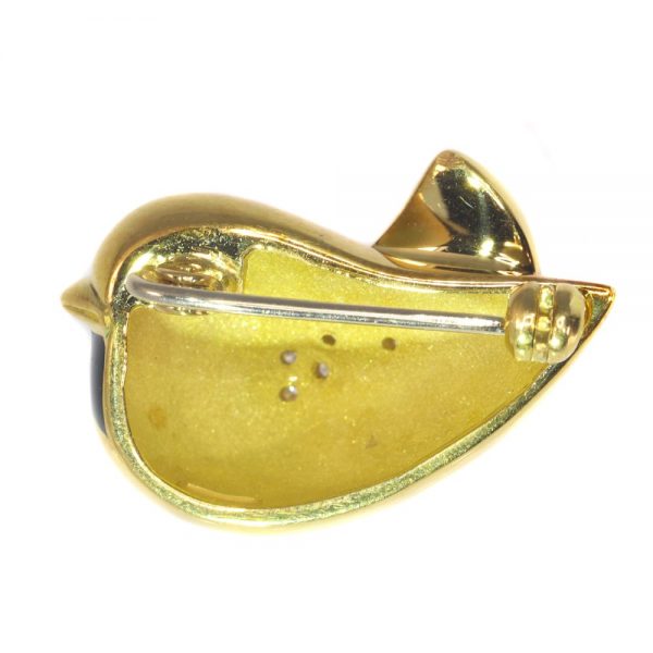 Vintage Multi Colour and Blue Enamel Bird Brooch with Diamonds